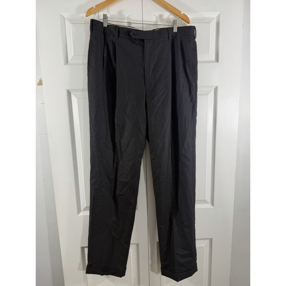 Brooks Brothers 346  wool lined Mens Dress Pants Size 36/34 charcoal gray hemmed